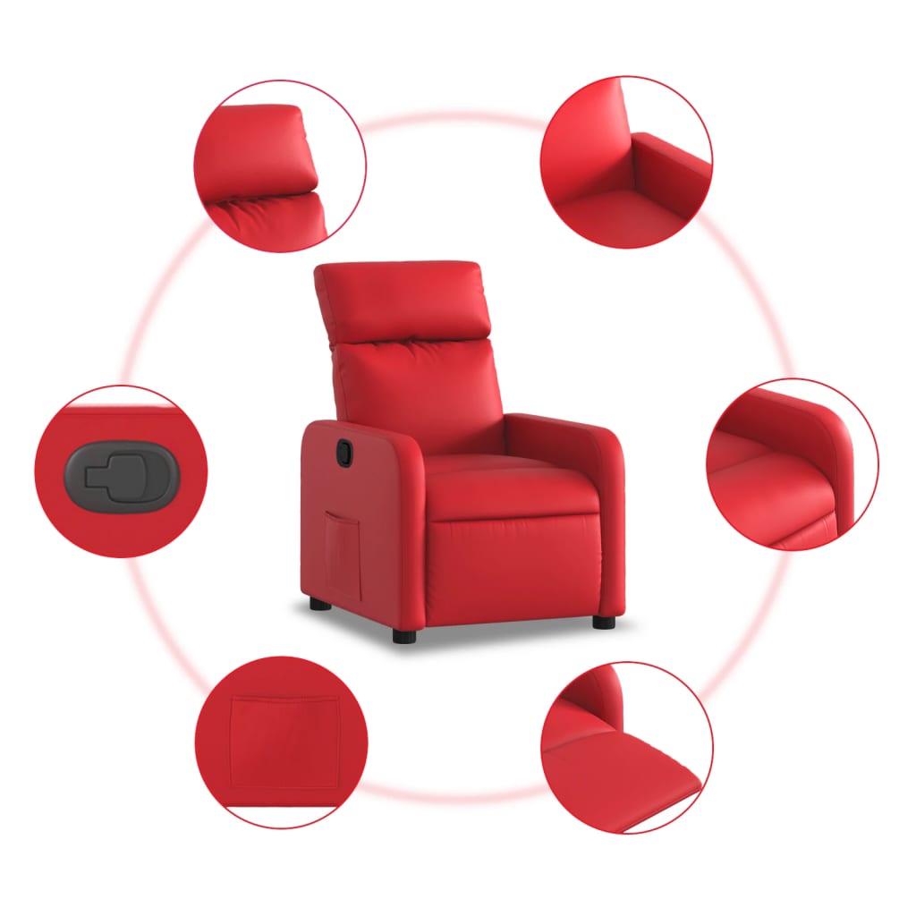 vidaXL Sillón reclinable de cuero sintético rojo