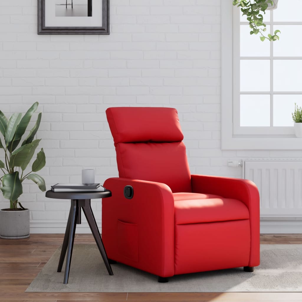 vidaXL Sillón reclinable de cuero sintético rojo