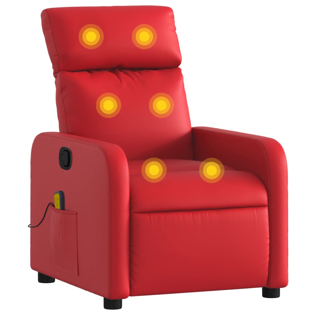 vidaXL Sillón de masaje reclinable cuero sintético rojo