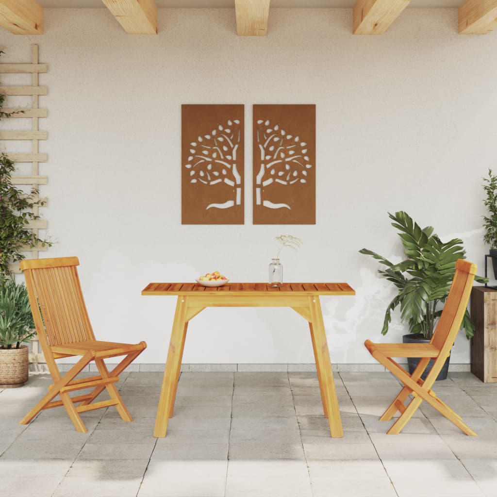 vidaXL Mesa de comedor de jardín madera maciza de acacia 110x56x75 cm