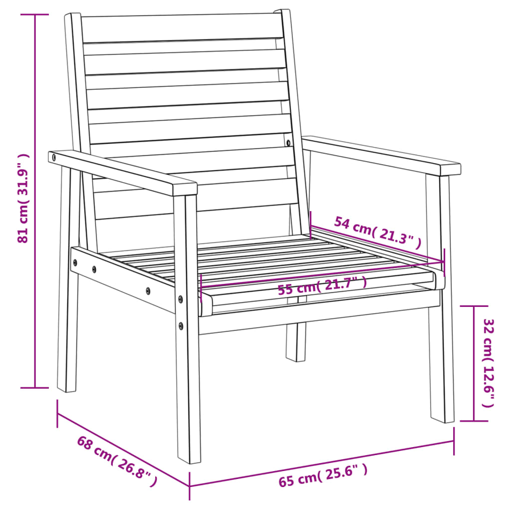 vidaXL Sillón de jardín 2 unidades madera maciza acacia 66,5x65x81 cm