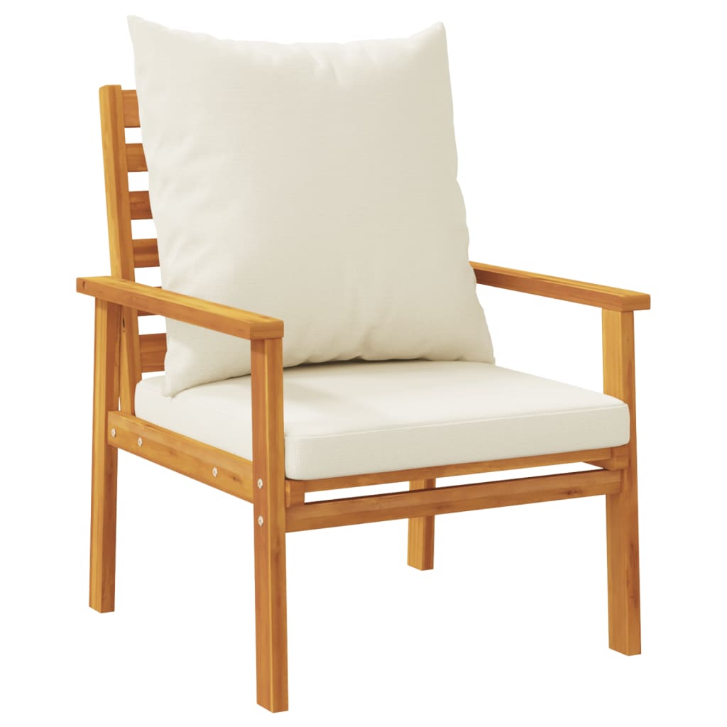 vidaXL Sillón de jardín con cojines 2 uds madera maciza acacia