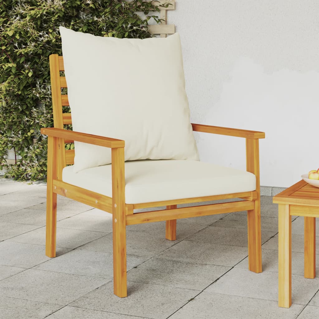 vidaXL Sillón de jardín con cojines 2 uds madera maciza acacia