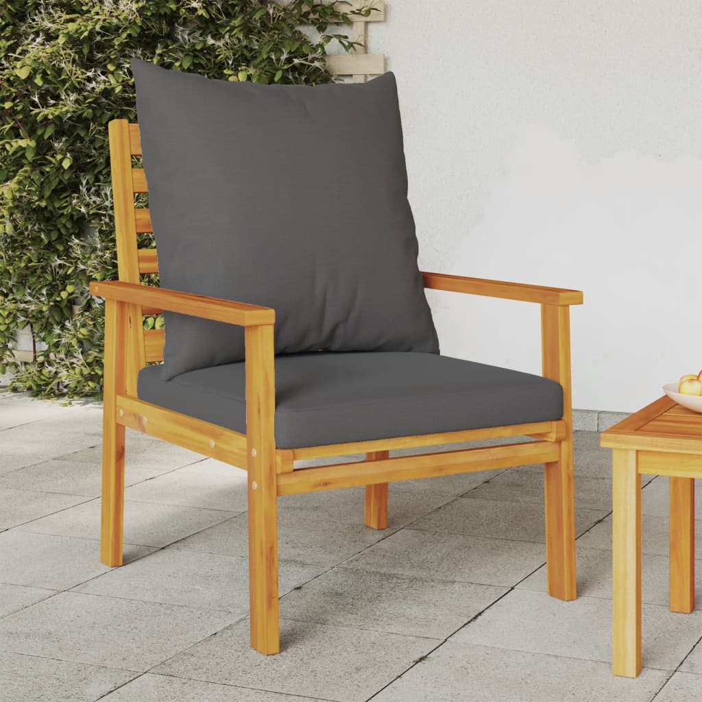 vidaXL Sillón de jardín con cojines 2 uds madera maciza acacia