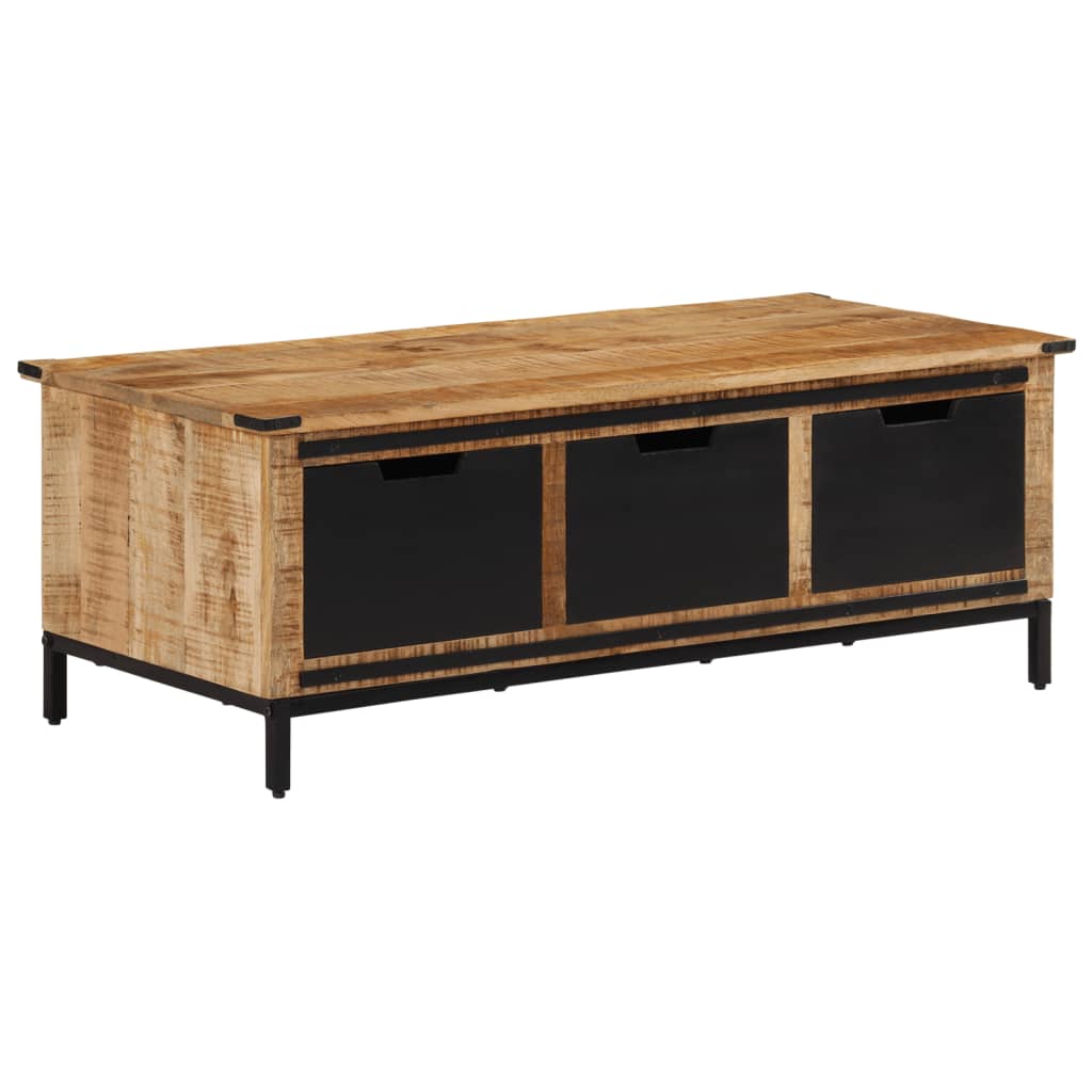 vidaXL Mesa de centro con cajones madera maciza de mango 110x50x40 cm