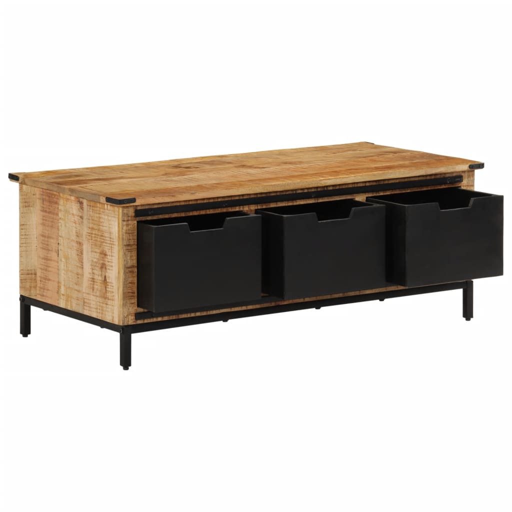 vidaXL Mesa de centro con cajones madera maciza de mango 110x50x40 cm