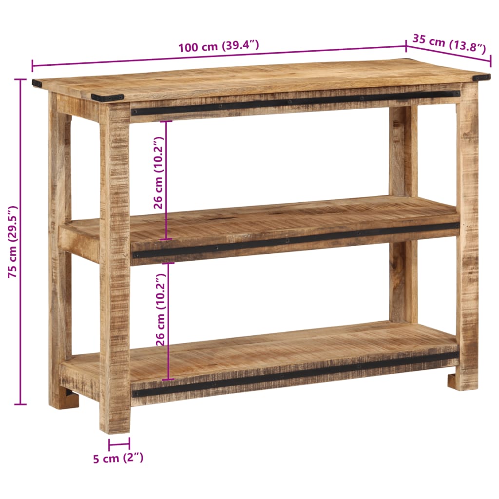 vidaXL Mesa consola de madera maciza de mango 100x35x75 cm