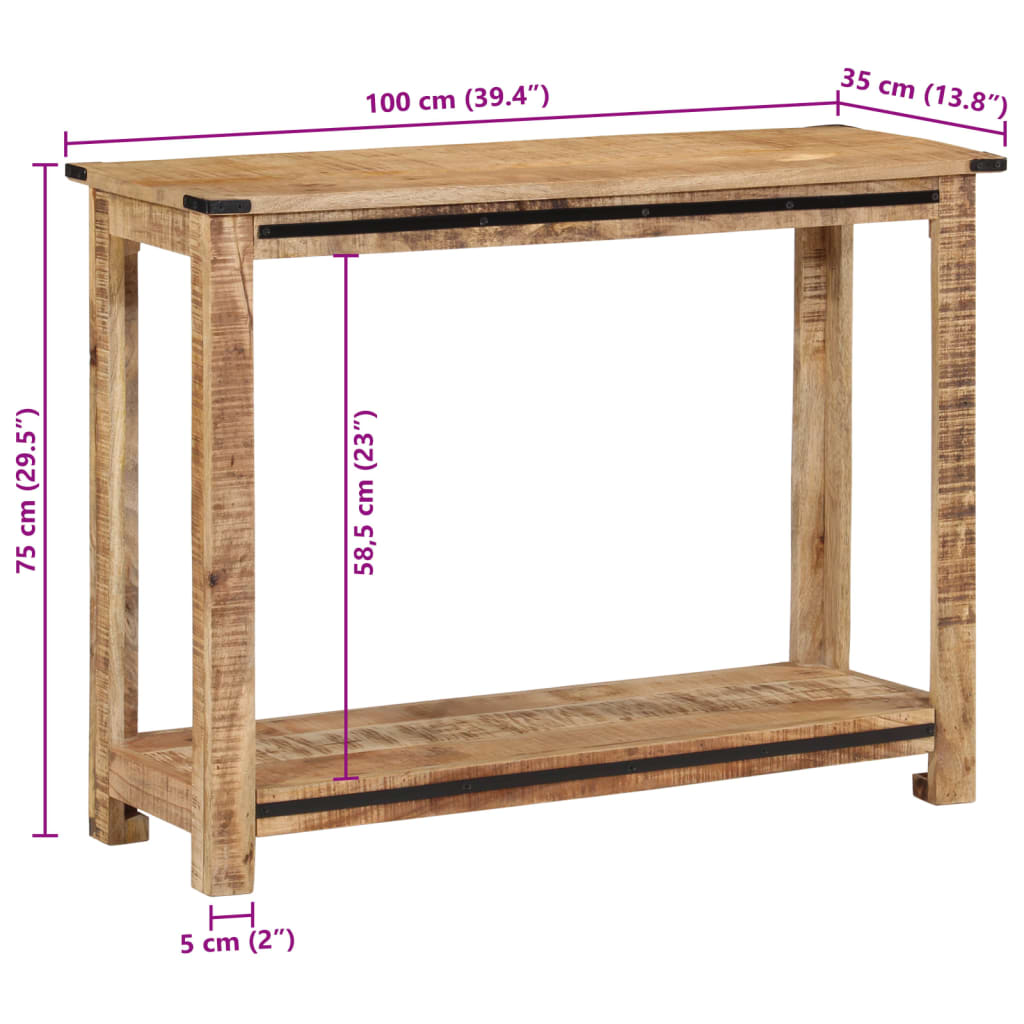 vidaXL Mesa consola de madera maciza de mango 100x35x75 cm