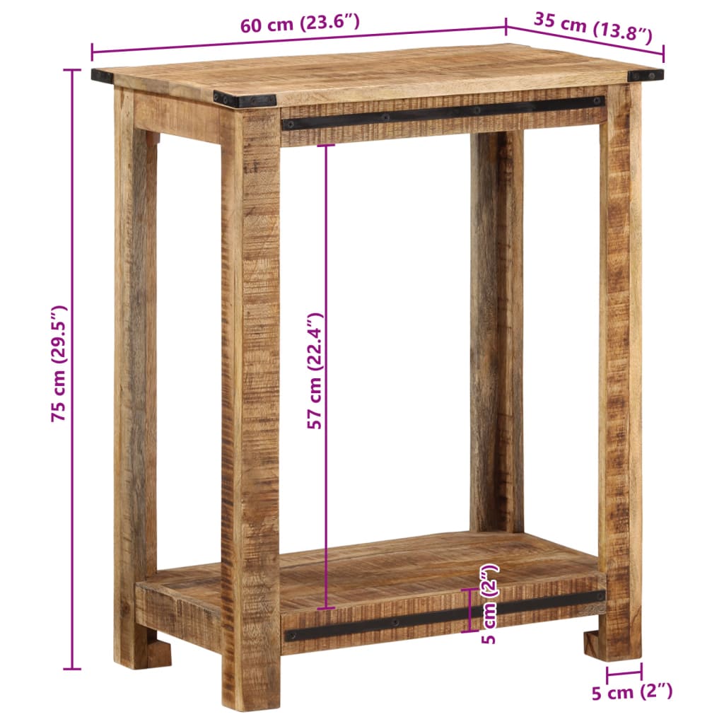 vidaXL Mesa consola de madera maciza de mango 60x35x75 cm