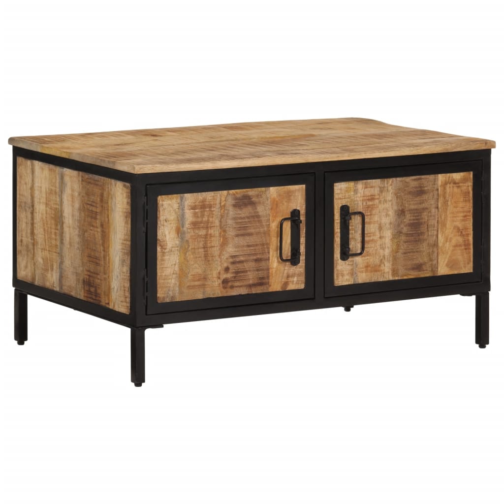 vidaXL Mesa de centro de madera maciza de mango rugosa 80x50x40 cm