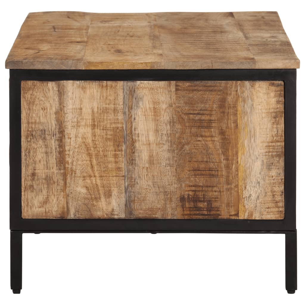 vidaXL Mesa de centro de madera maciza de mango rugosa 80x50x40 cm