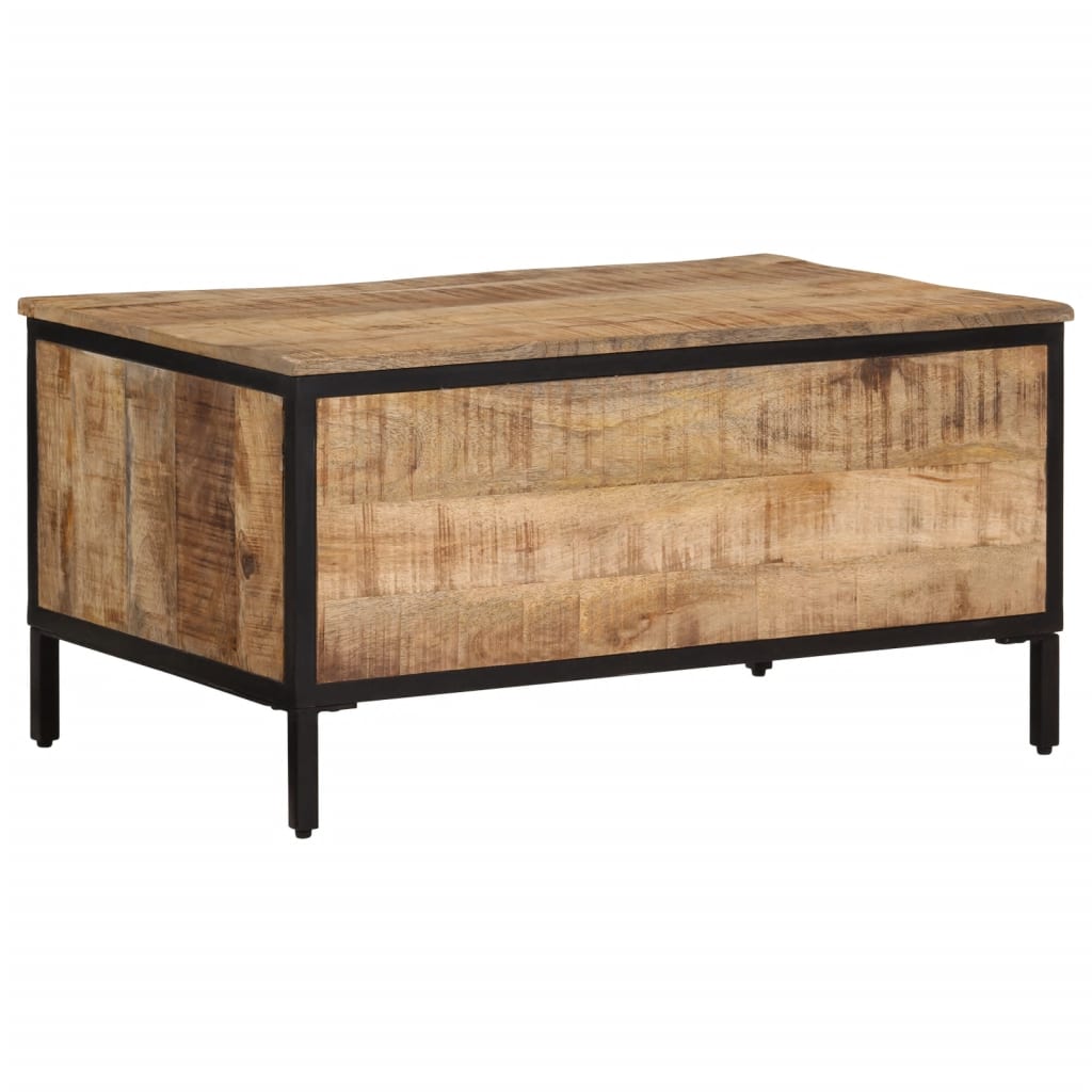 vidaXL Mesa de centro de madera maciza de mango rugosa 80x50x40 cm