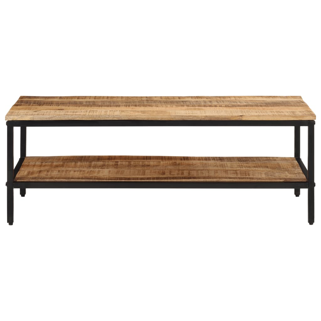 vidaXL Mesa de centro de madera maciza de mango rugosa 100x50x35 cm