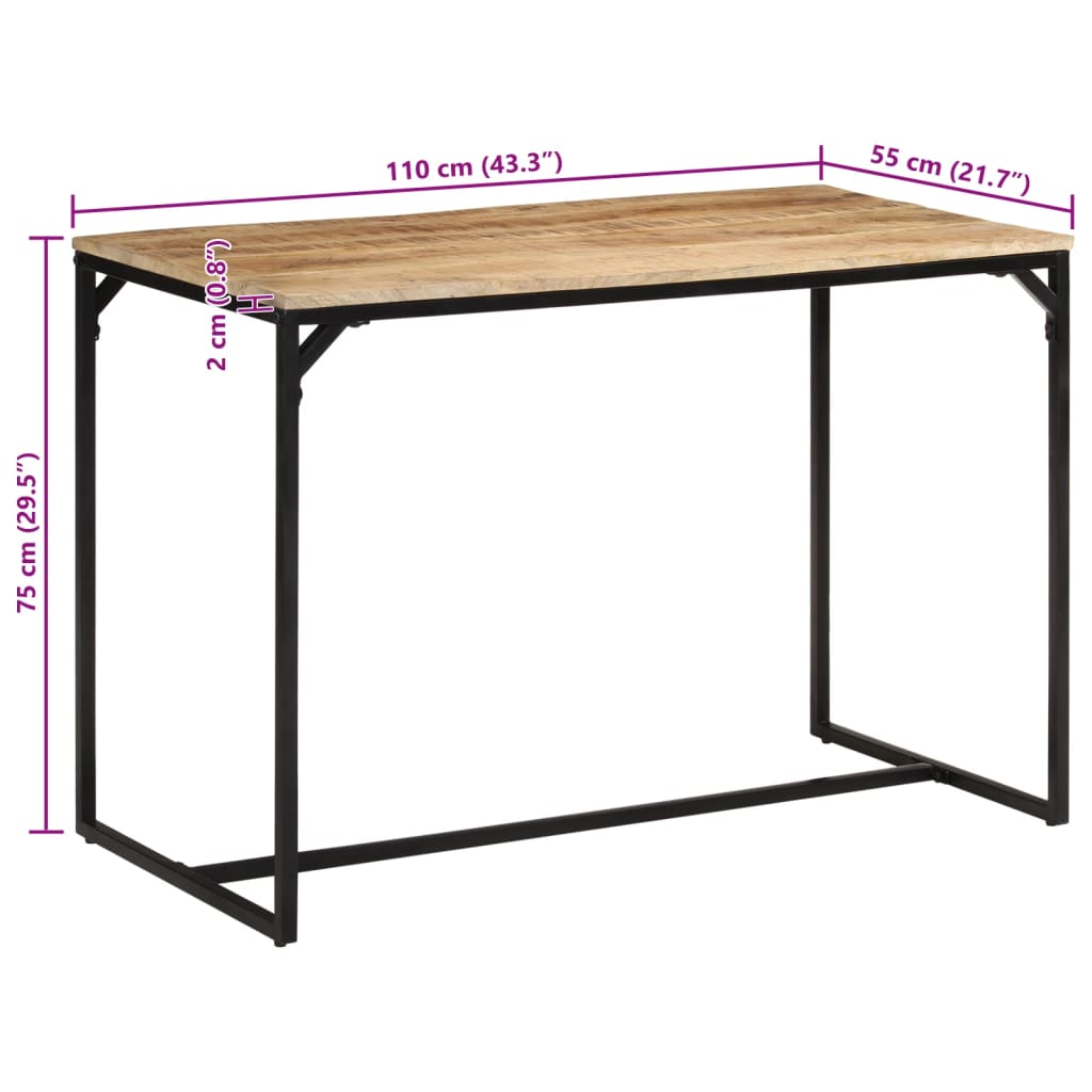 vidaXL Mesa de comedor madera maciza de mango rugosa 110x55x75 cm