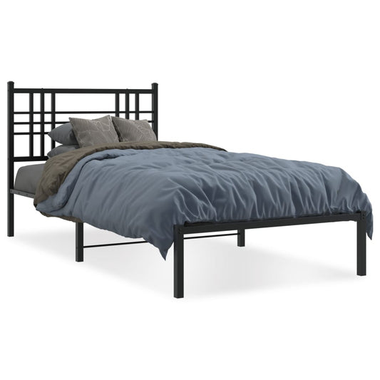 vidaXL Estructura de cama con cabecero metal negro 107x203 cm
