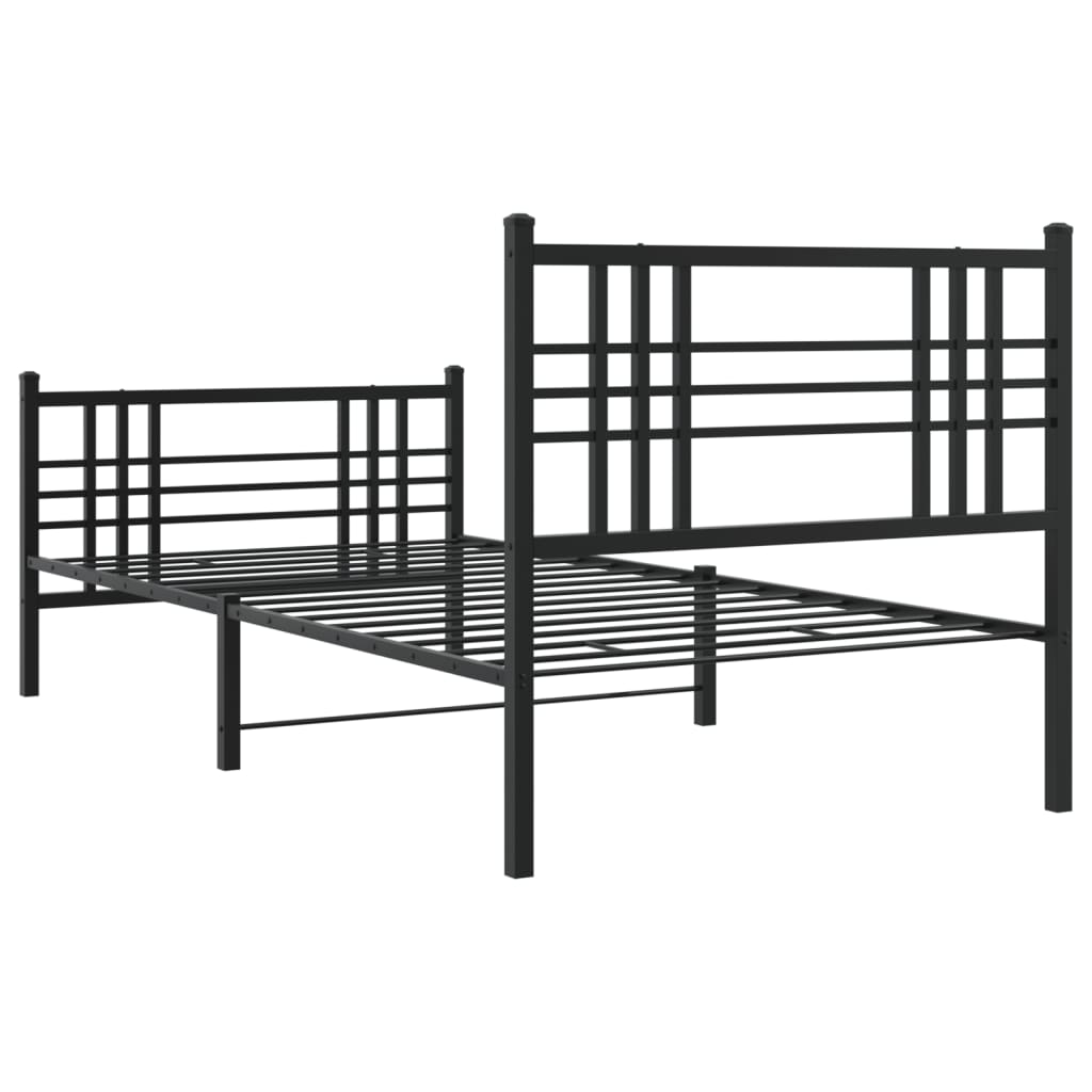 vidaXL Estructura de cama con cabecero y estribo metal negro 90x200 cm