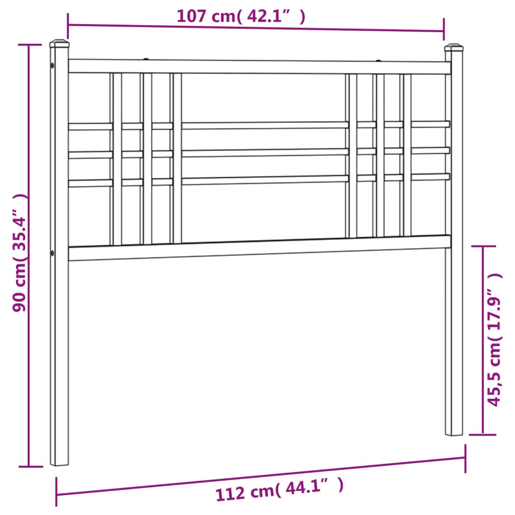 vidaXL Cabecero de metal negro 107 cm