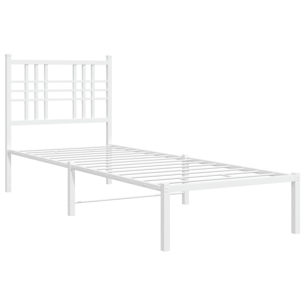 vidaXL Estructura cama sin colchón con cabecero metal blanco 75x190 cm