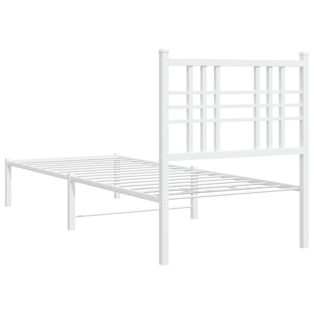 vidaXL Estructura cama sin colchón con cabecero metal blanco 75x190 cm