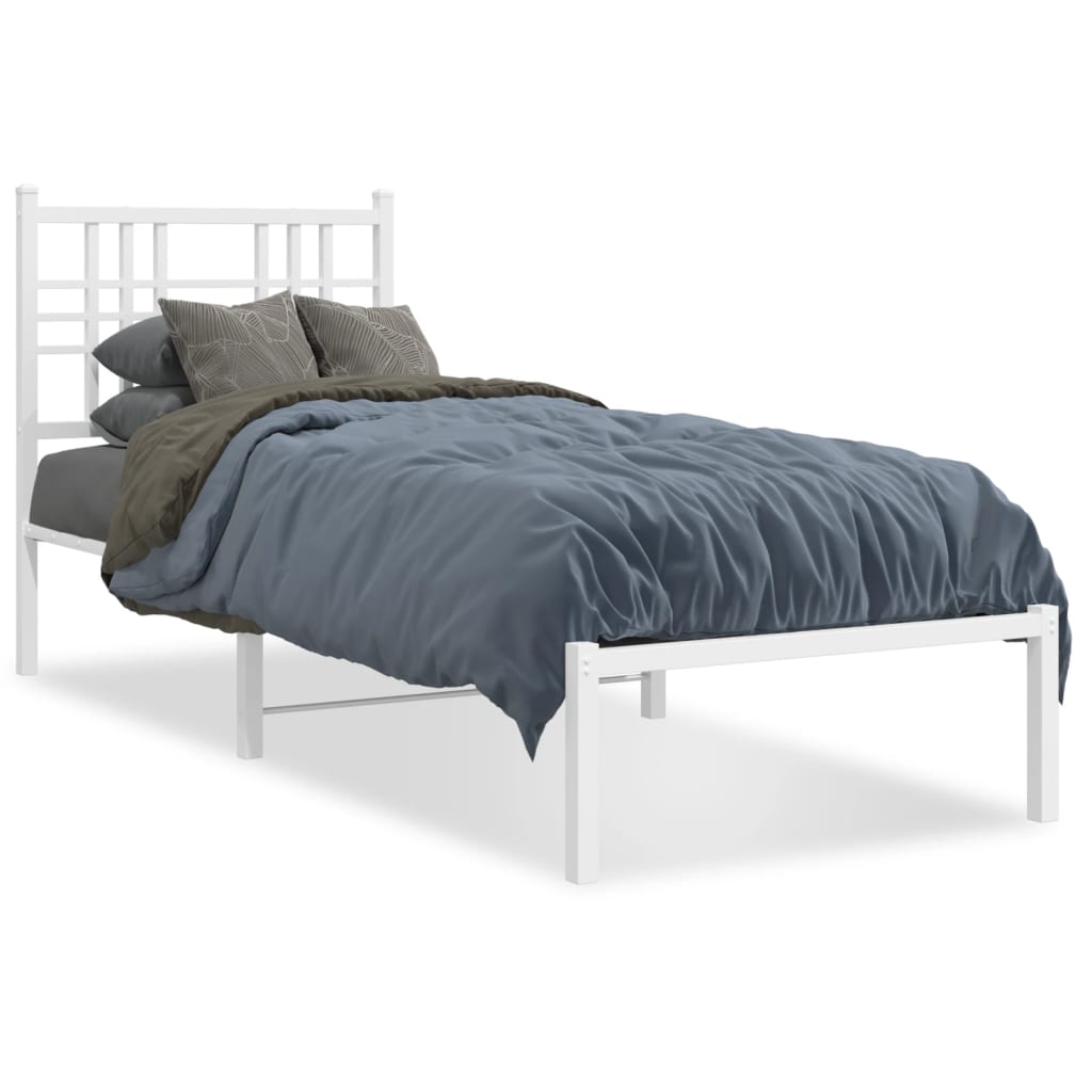 vidaXL Estructura cama sin colchón con cabecero metal blanco 75x190 cm