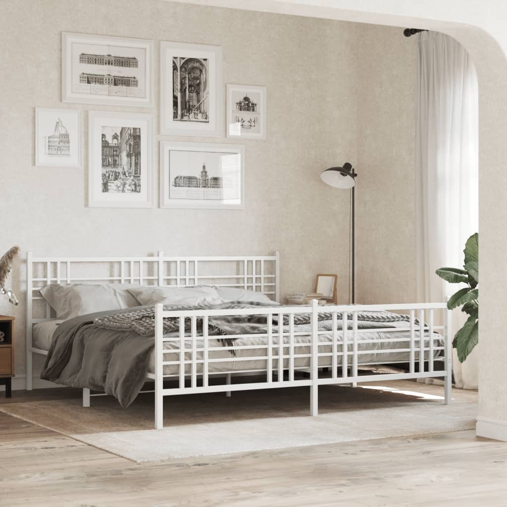 vidaXL Estructura cama sin colchón con estribo metal blanco 183x213 cm