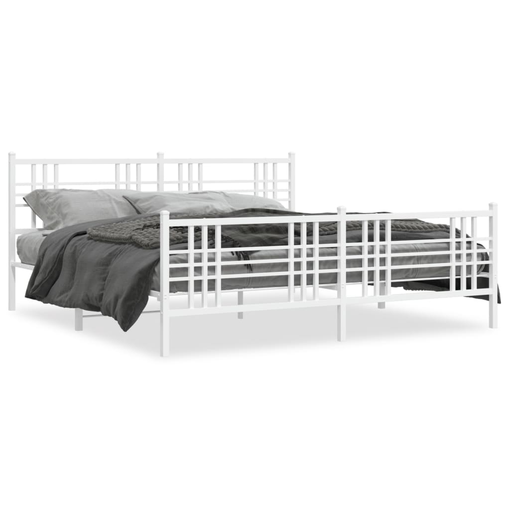 vidaXL Estructura cama sin colchón con estribo metal blanco 183x213 cm