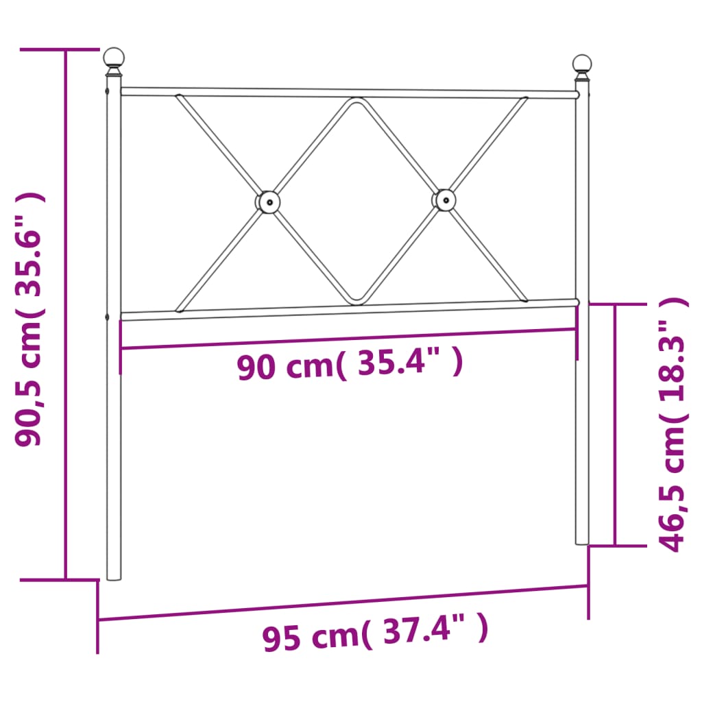 vidaXL Cabecero de metal negro 90 cm