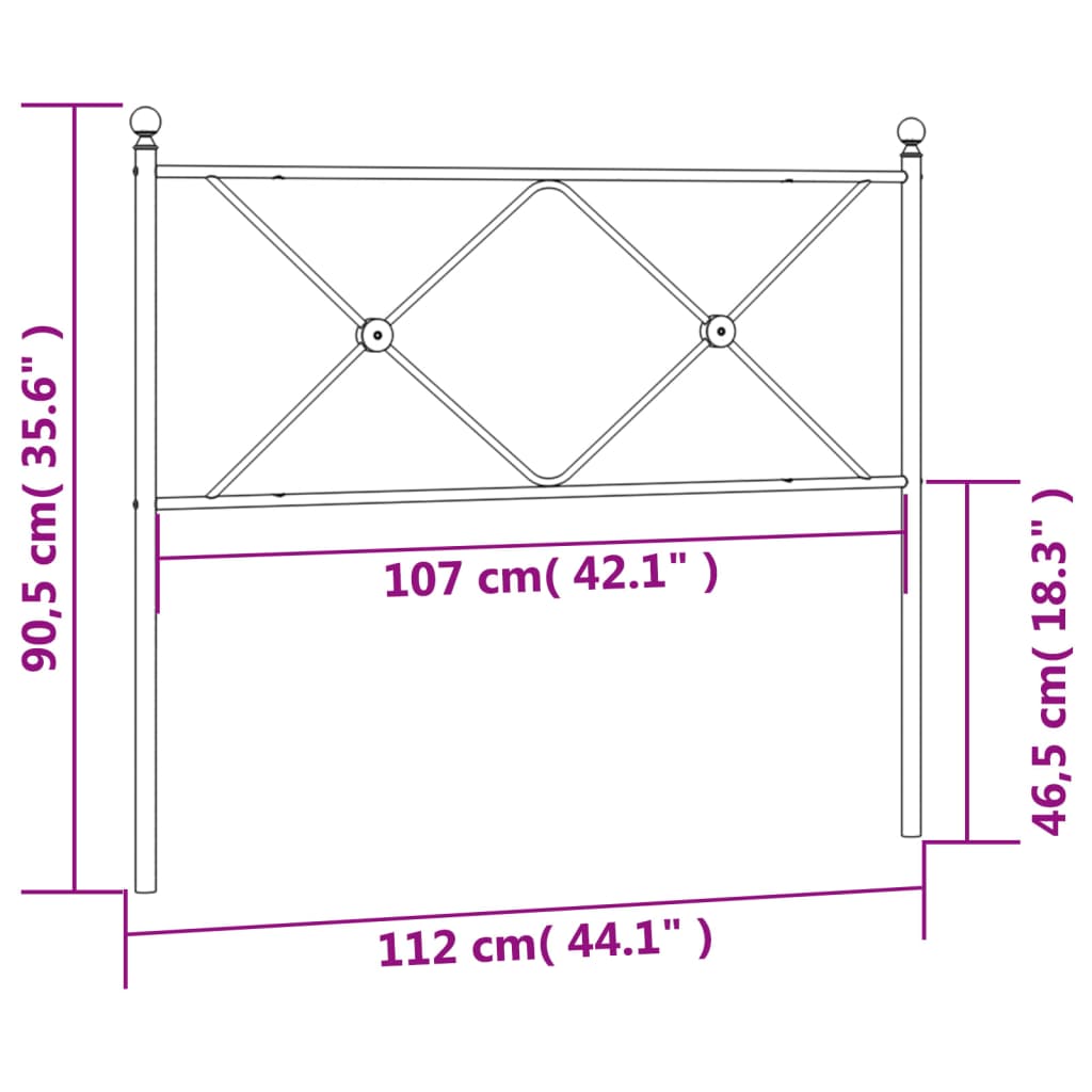 vidaXL Cabecero de metal negro 107 cm