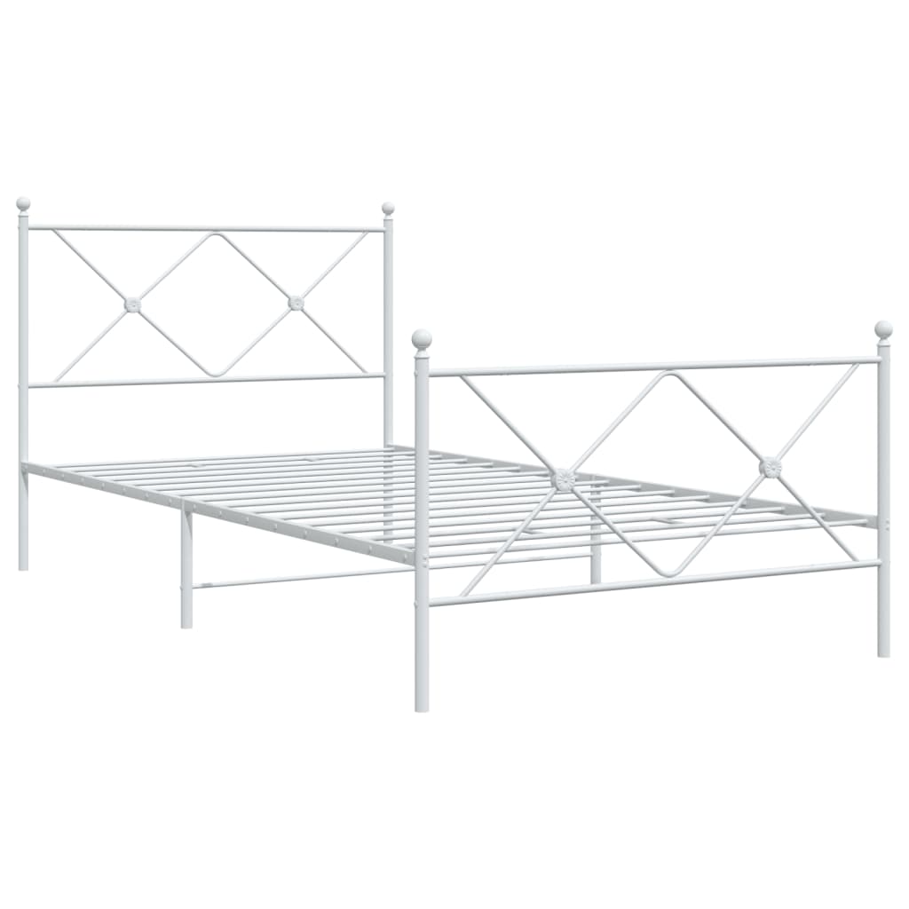 vidaXL Estructura cama metal con cabecero y pie cama blanca 100x200 cm