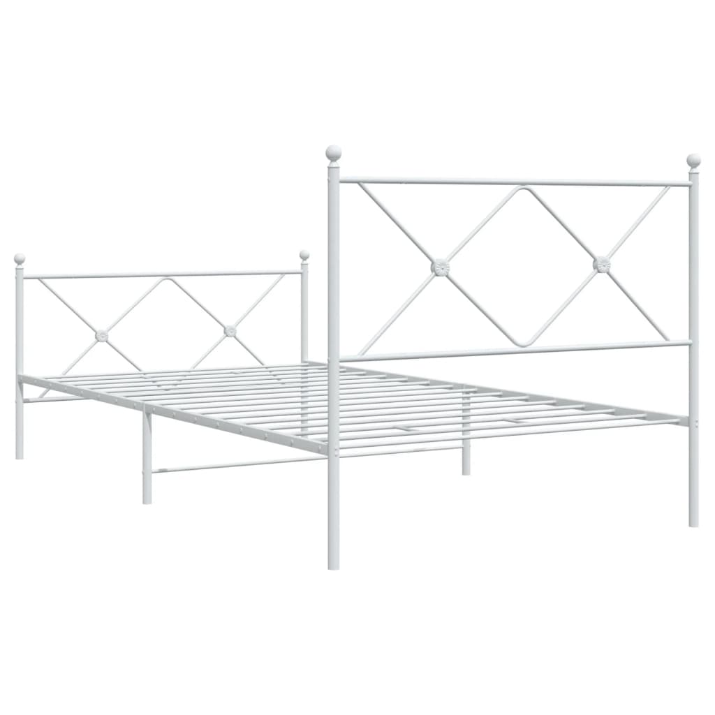 vidaXL Estructura cama metal con cabecero y pie cama blanca 100x200 cm