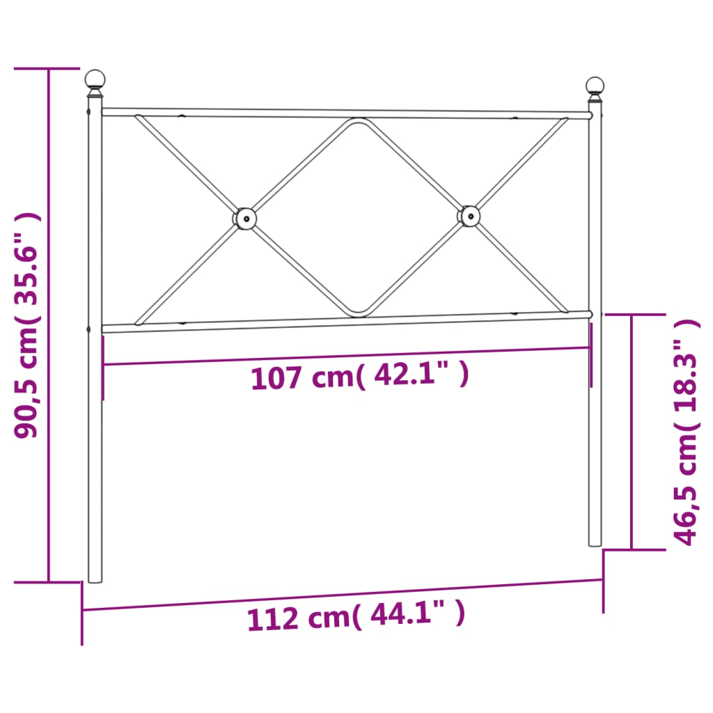 vidaXL Cabecero de metal blanco 107 cm