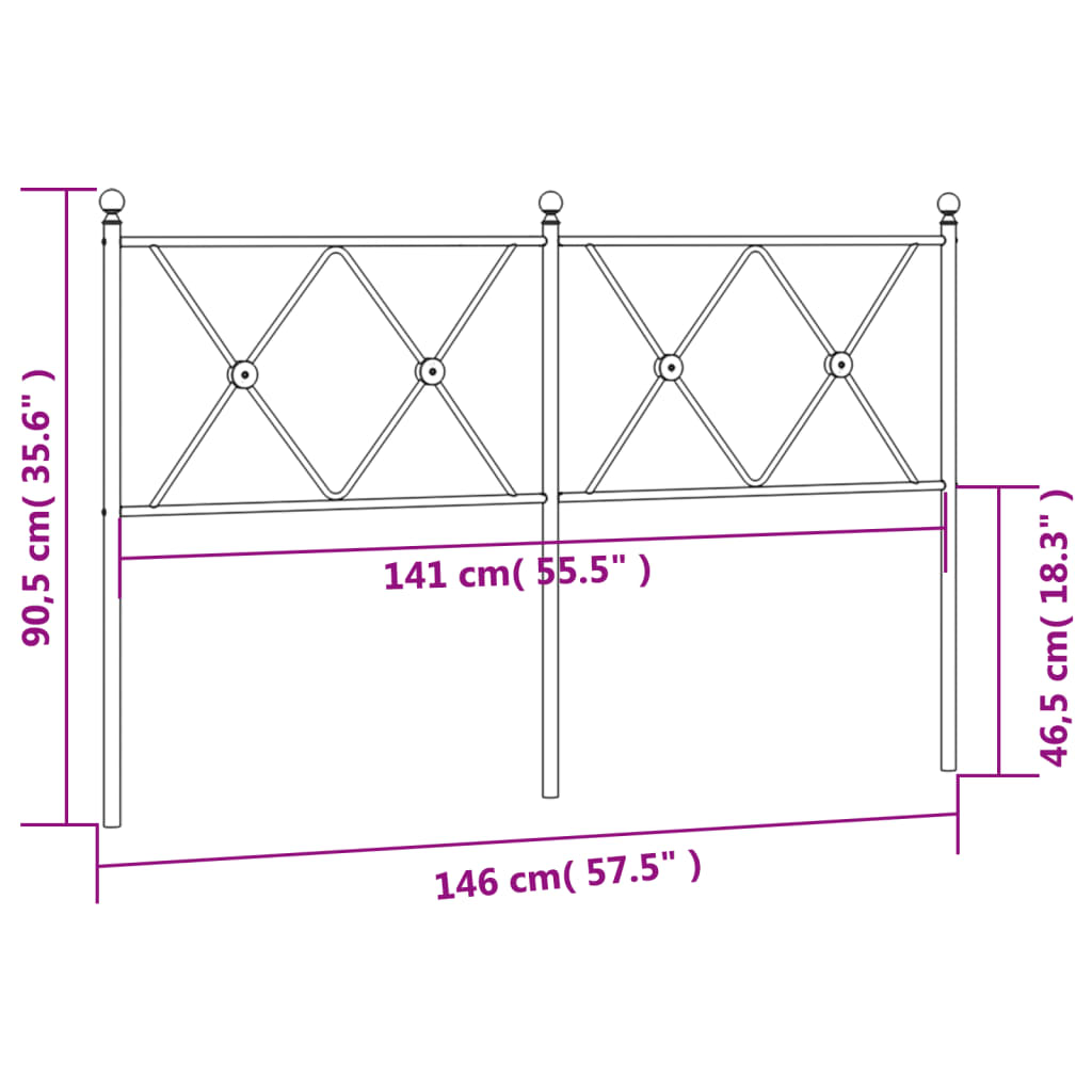 vidaXL Cabecero de metal blanco 140 cm