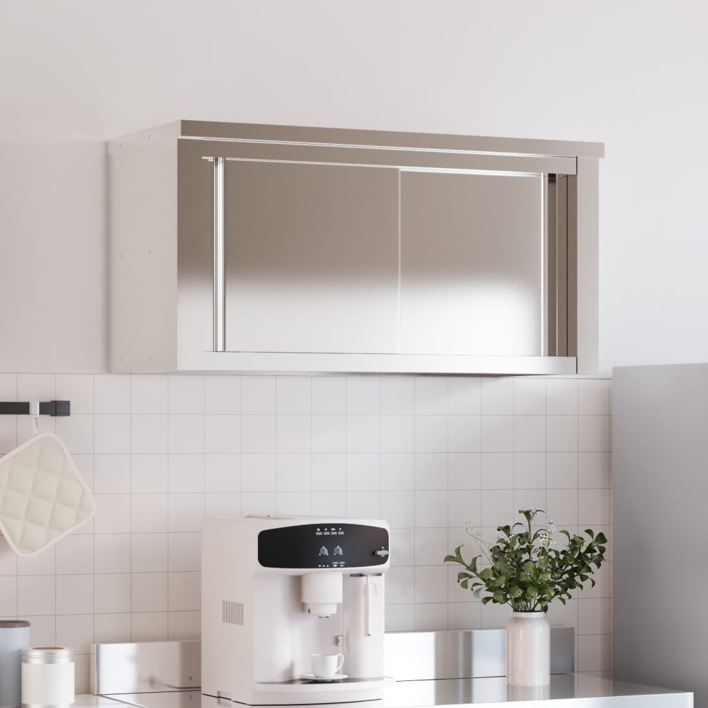 vidaXL Armario de pared de cocina puertas correderas acero inoxidable