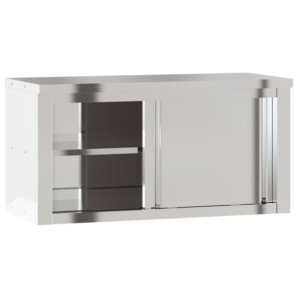 vidaXL Armario de pared de cocina puertas correderas acero inoxidable