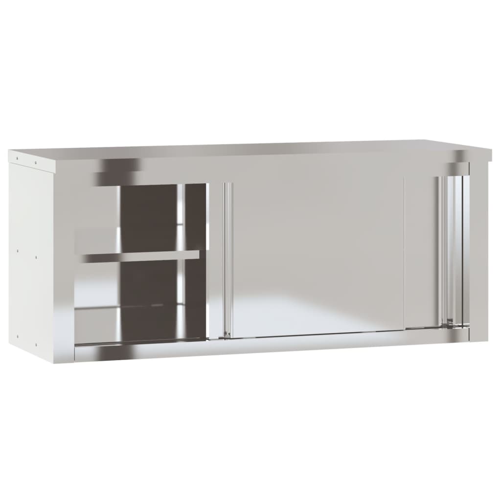 vidaXL Armario de pared de cocina puertas correderas acero inoxidable