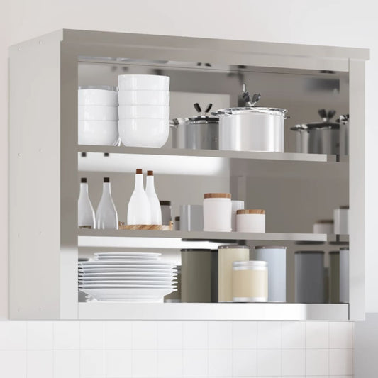 vidaXL Armario de pared de cocina con estantes acero inoxidable