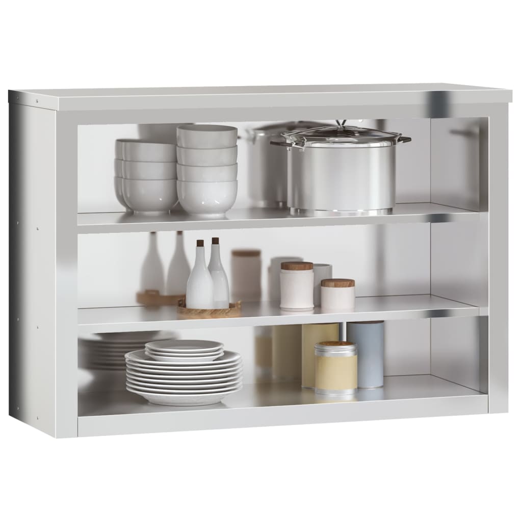 vidaXL Armario de pared de cocina con estantes acero inoxidable