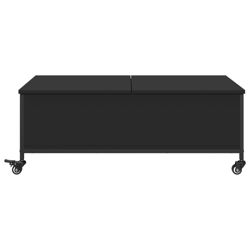 vidaXL Mesa de centro con ruedas madera ingeniería negro 91x55x34 cm