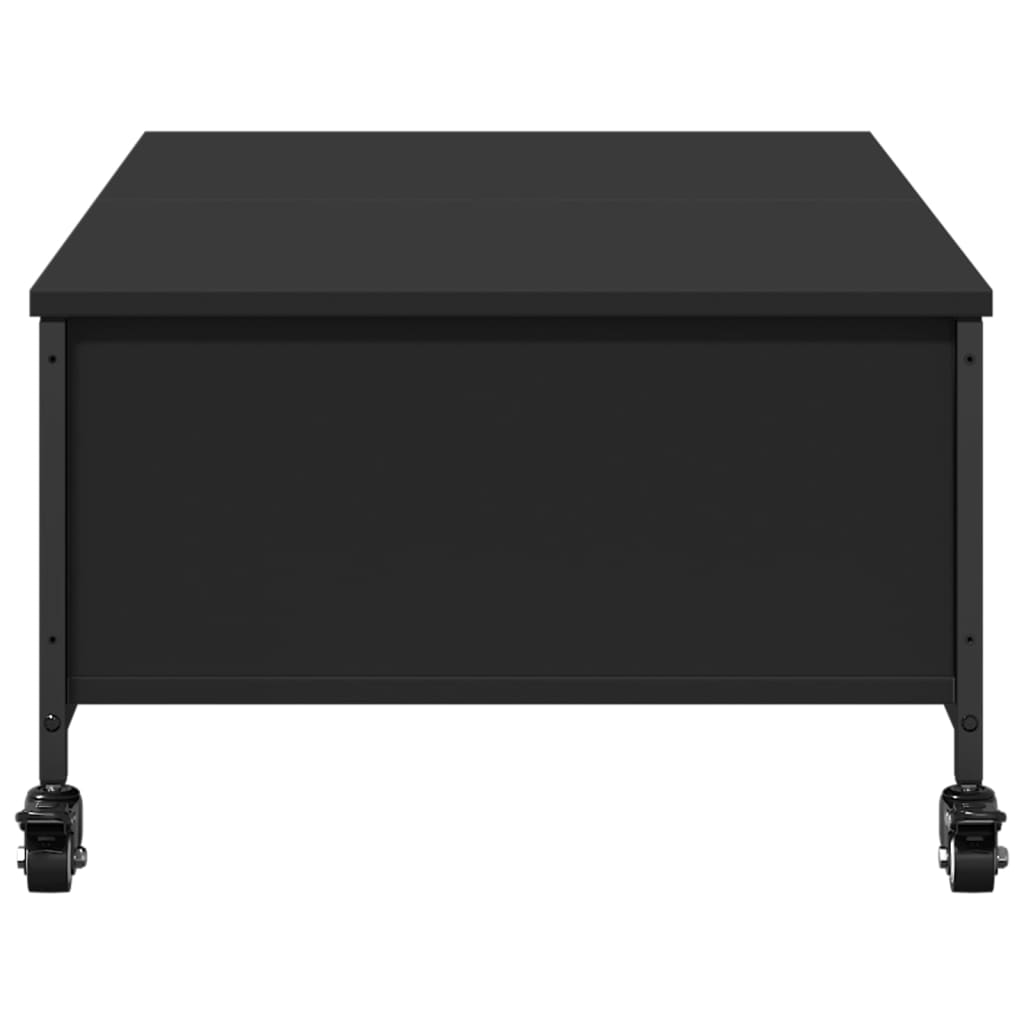 vidaXL Mesa de centro con ruedas madera ingeniería negro 91x55x34 cm