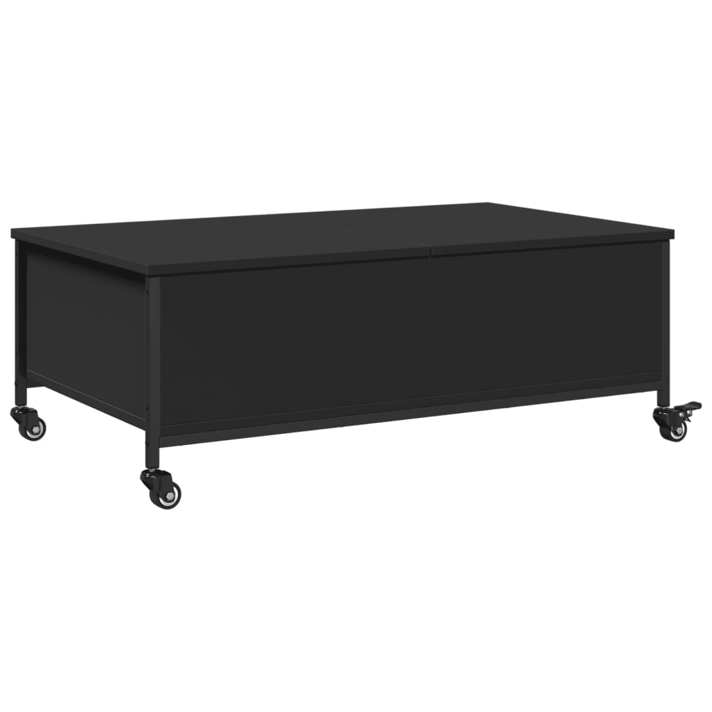 vidaXL Mesa de centro con ruedas madera ingeniería negro 91x55x34 cm