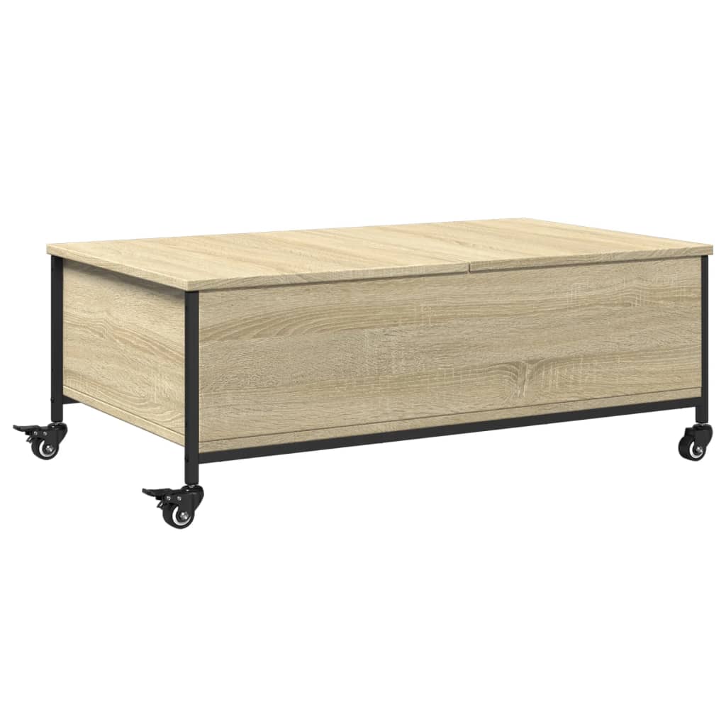 vidaXL Mesa de centro con ruedas madera ingeniería Sonoma 91x55x34 cm