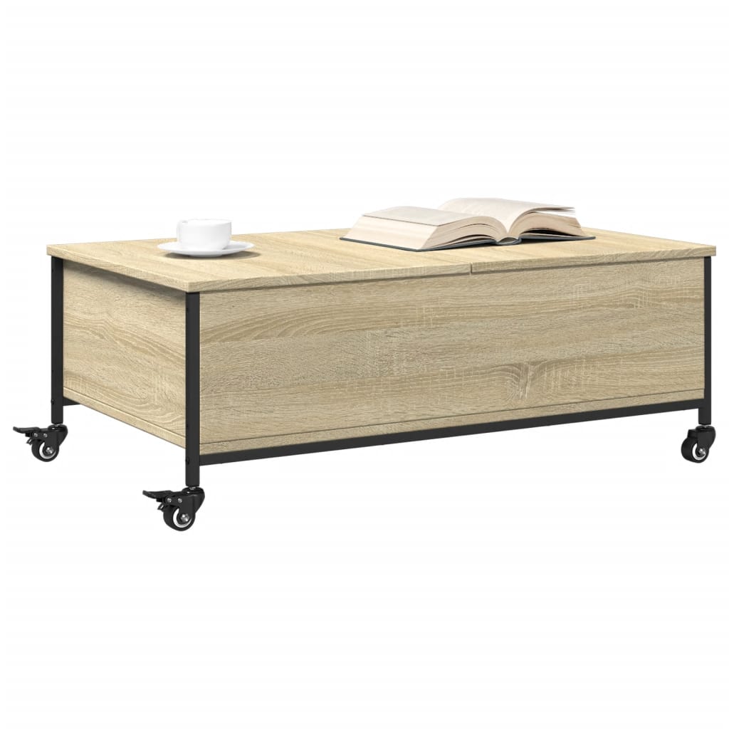 vidaXL Mesa de centro con ruedas madera ingeniería Sonoma 91x55x34 cm