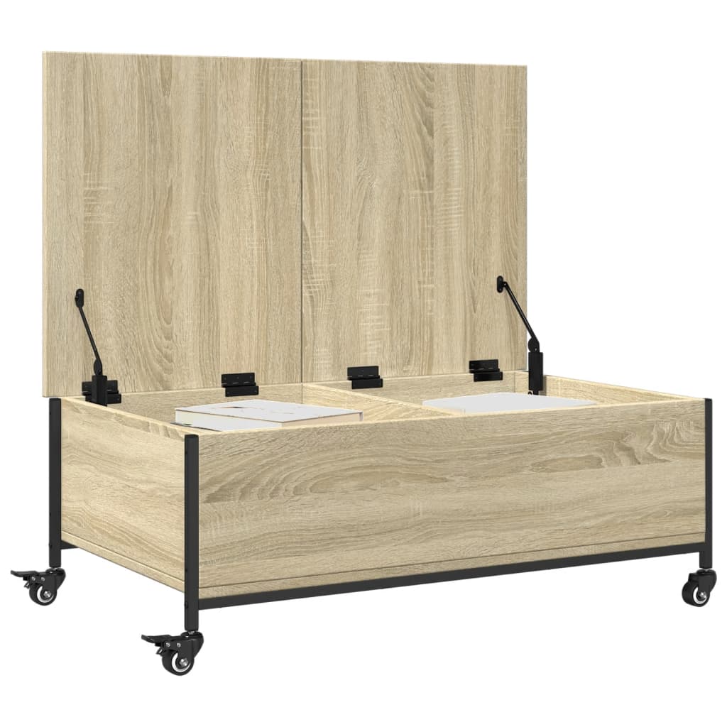 vidaXL Mesa de centro con ruedas madera ingeniería Sonoma 91x55x34 cm