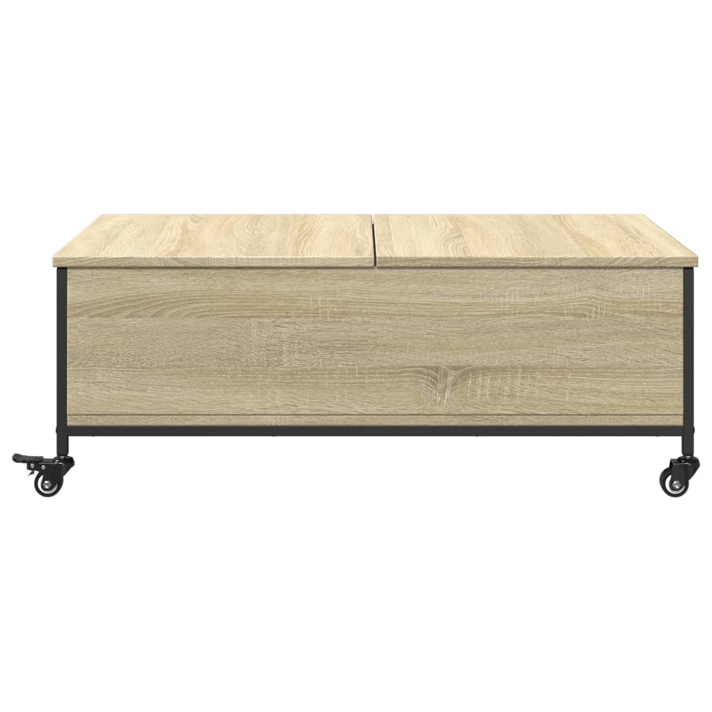 vidaXL Mesa de centro con ruedas madera ingeniería Sonoma 91x55x34 cm