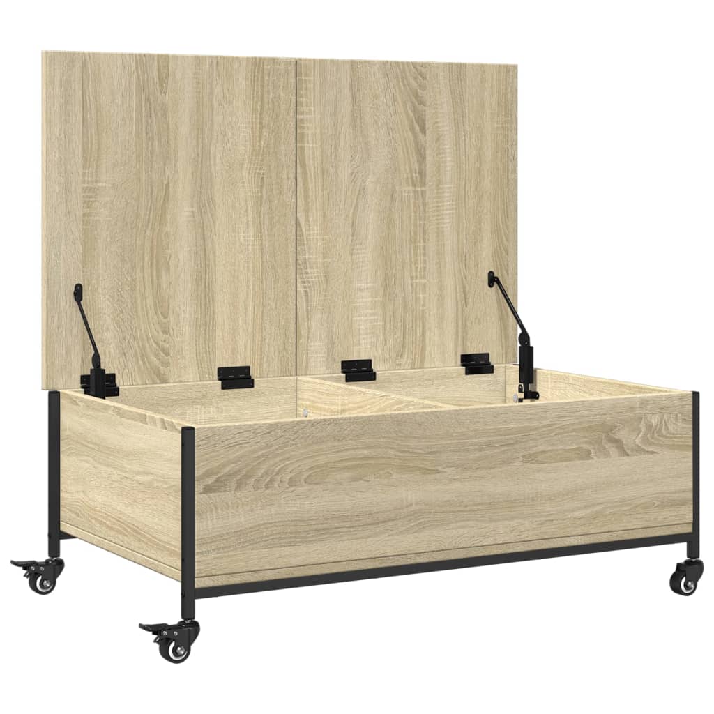 vidaXL Mesa de centro con ruedas madera ingeniería Sonoma 91x55x34 cm