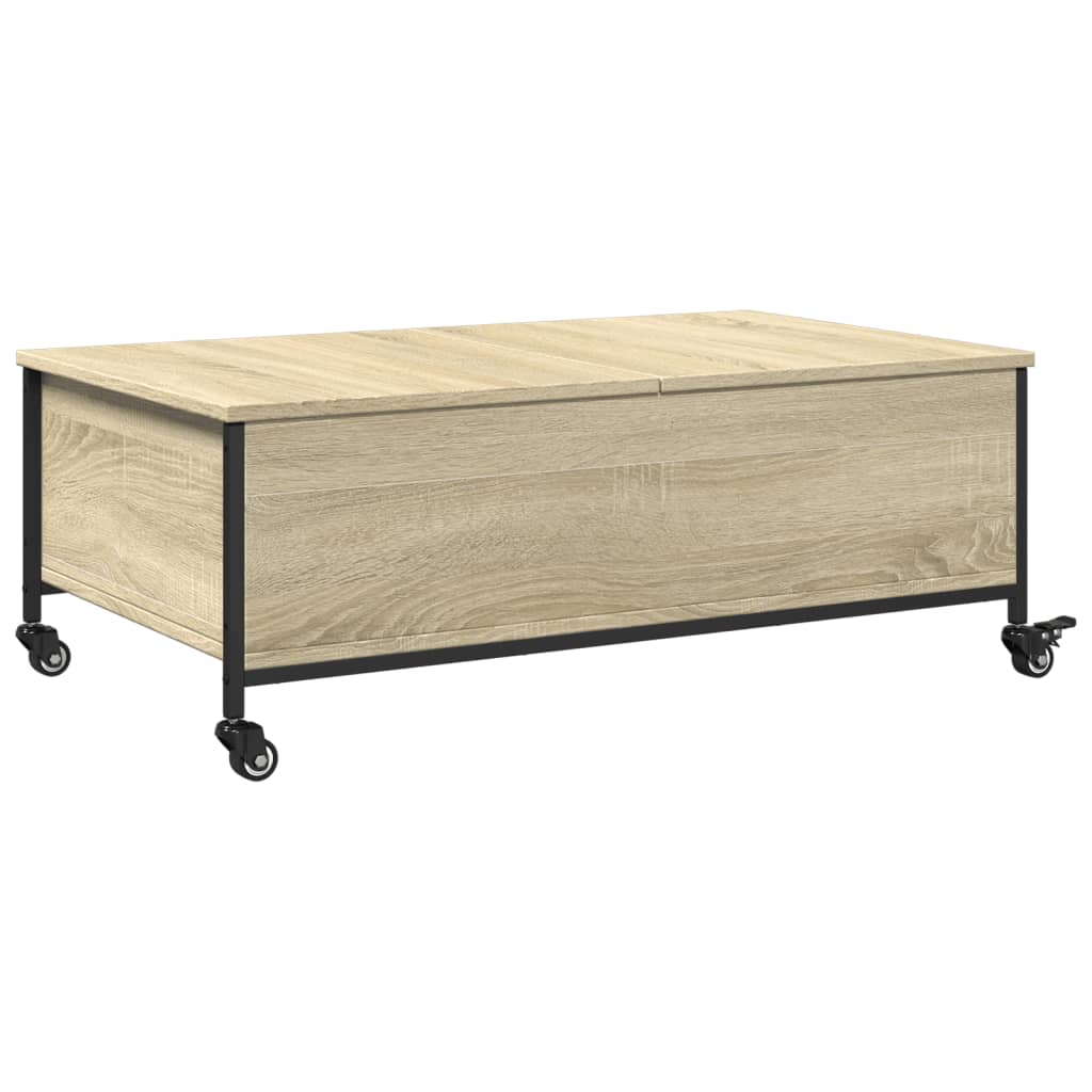 vidaXL Mesa de centro con ruedas madera ingeniería Sonoma 91x55x34 cm