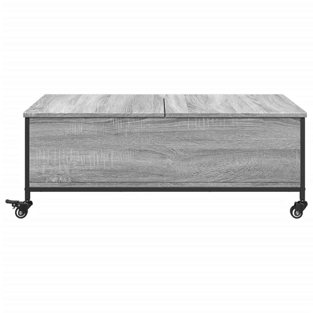 vidaXL Mesa de centro con ruedas madera ingeniería gris 91x55x34 cm