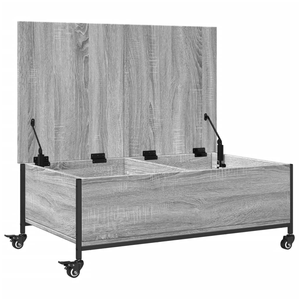 vidaXL Mesa de centro con ruedas madera ingeniería gris 91x55x34 cm