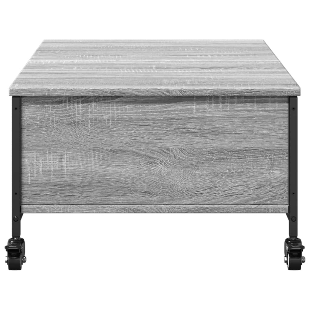 vidaXL Mesa de centro con ruedas madera ingeniería gris 91x55x34 cm