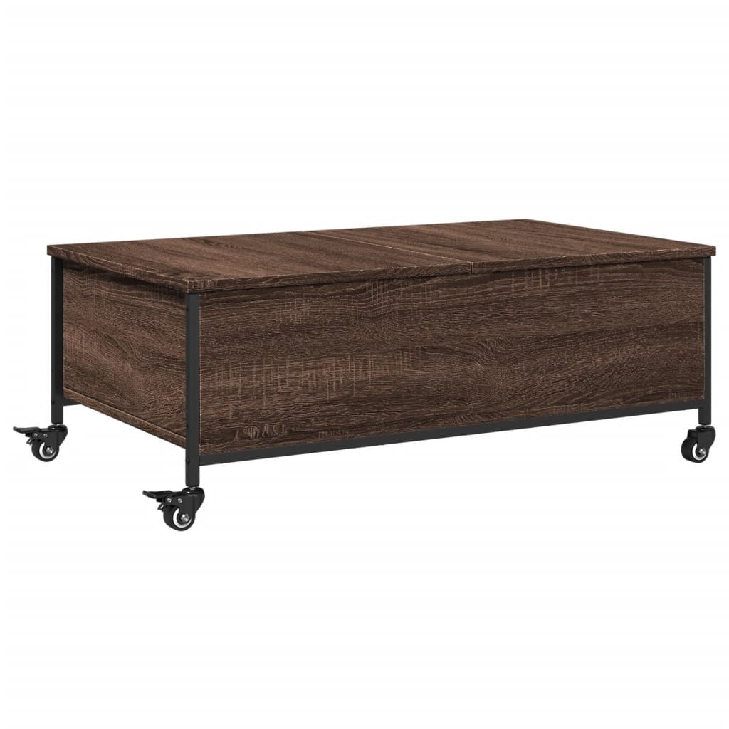 vidaXL Mesa de centro con ruedas madera ingeniería marrón 91x55x34 cm